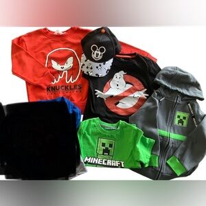 Boys clothes Disney / Minecraft / sonic kids bundle 5/6T